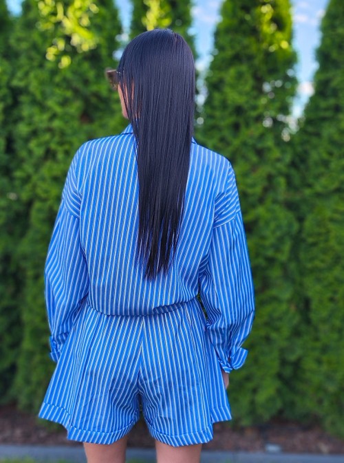 KOMPLET KOSZULOWY W PASKI BLUE