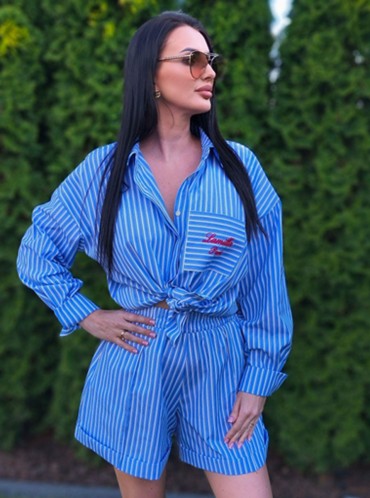 KOMPLET KOSZULOWY W PASKI BLUE