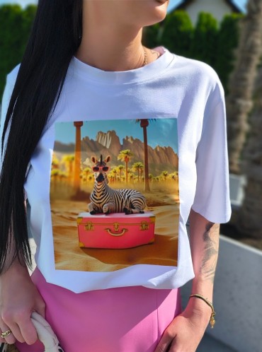T-SHIRT ANIMALS GIRAFFE WHITE 2
