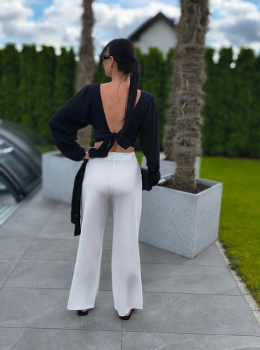SPODNIE MATERIAŁOWE BIAŁE WIDE LEG 2