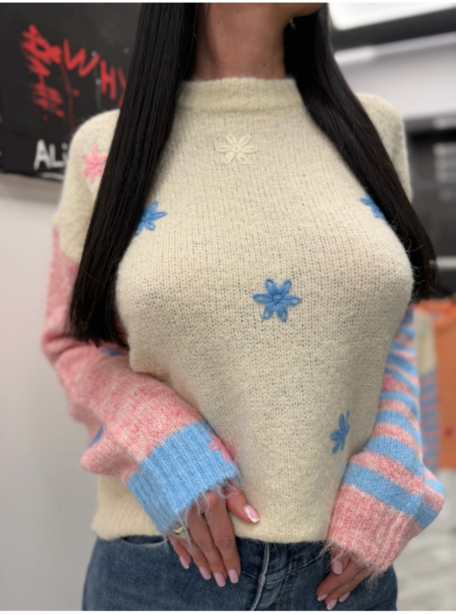 SWETER DAISY ECRU