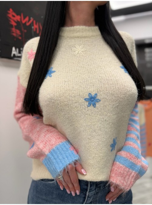 SWETER DAISY ECRU