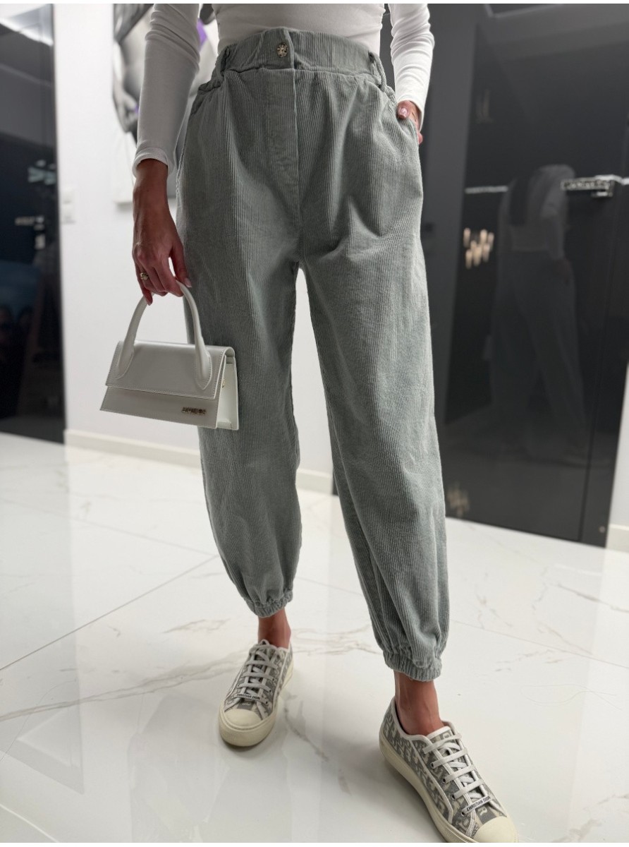 SPODNIE CORD COMFORT GREY