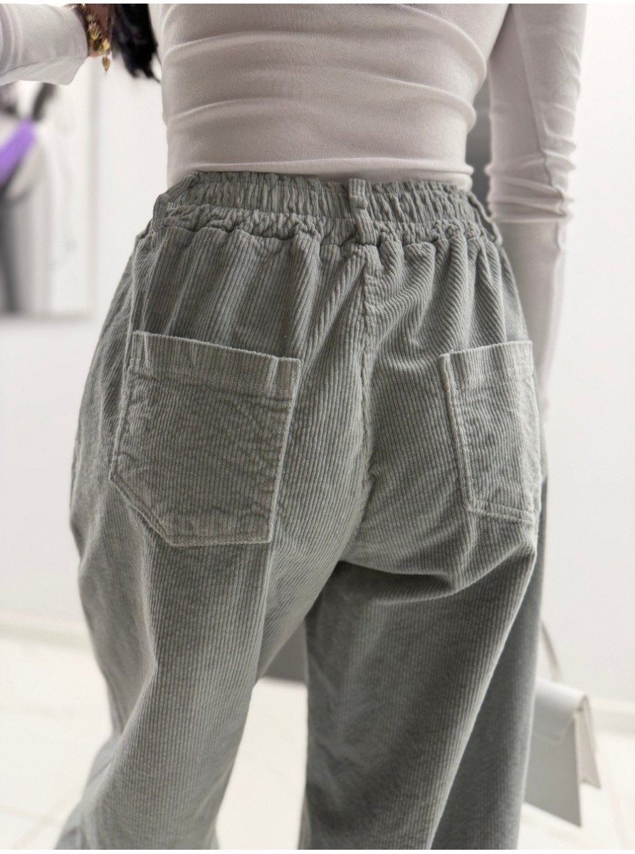 SPODNIE CORD COMFORT GREY